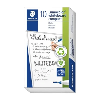Image of Staedtler Lumocolor Compact 341 3 Whiteboard Marker Blue (Pack of 10)