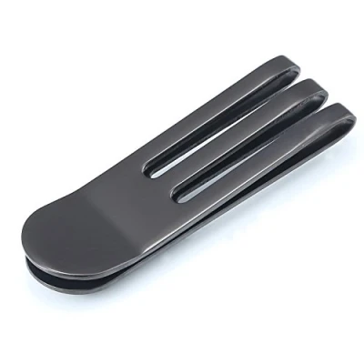 Image of DonDon Men&#039;s Money Clip Stainless Steel Black Lines