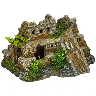 Image of Nobby Aqua Ornaments 28190 Aquarium Decoration Maya Ruins with Plants 217 x 147 117mm