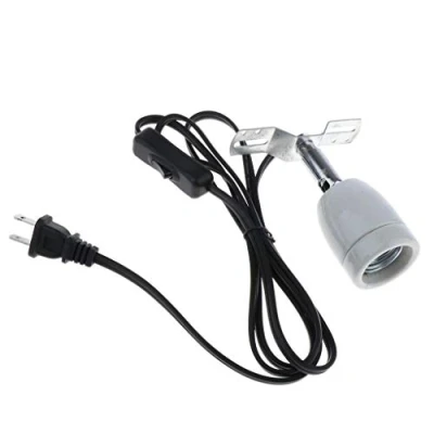Image of POFET Reptile Heat Lamp Holder, E27 400W Rotatable Ceramic Heating Bulb Base Socket with Switch and Clip for Pet Lizard Tortoise