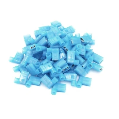 Image of 100pcs 90 Degree Nylon Insulated Female Push On Wire Terminal Connector 16 14 AWG