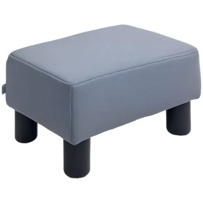 Image of HOMCOM Microfiber Cloth Footstool Footrest Small Seat Foot Rest Chair Ottoman Home Office with Legs 40 x 30 24cm Grey