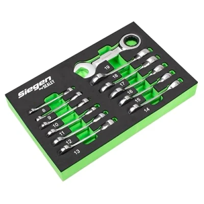 Image of Siegen Stubby Ratchet Combination Spanner Set 12pc Metric