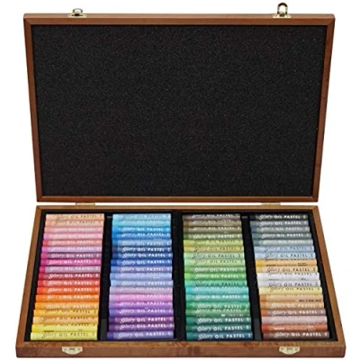 Image of Mungyo Gallery Soft Oil Pastels Wood Box Set of 72 Assorted Colors by