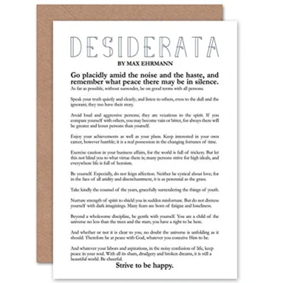 Image of Desiderata Poem By Max Ehrmann Greeting Card/Birthday CP2036