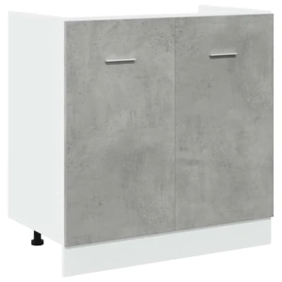 Image of vidaXL sink base cabinet concrete grey engineered wood kitchen storage unit 80x46x81.5 cm