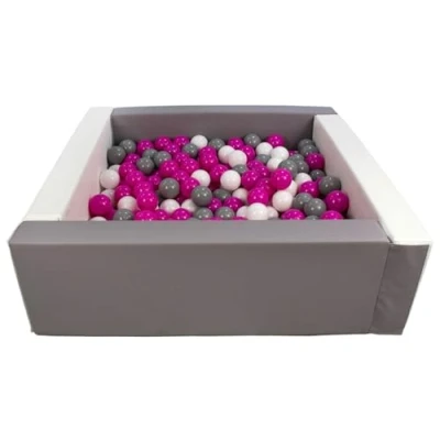 Image of Velinda Soft play ball pit, home indoor, outdoor, pit + 300 balls (Ball pit/balls colour: white, grey/white, pink, grey)