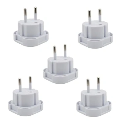 Image of Double Dragon UK to EU Travel Plug Adapter 3 PIN European 2 Converter Type C, E, F for Spain, France, Italy, Portugal, Germany, Greece, Sweden, Norway, Denmark, Turkey (Pack of 5)