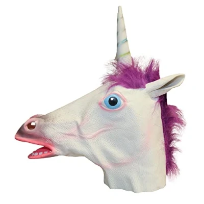 Image of Bristol Novelty BM549 Unicorn Mask Latex, Men, Women, White, Purple, One Size