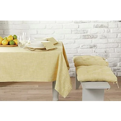 Image of Walton &amp; Co Saffron Chambray Tablecloth 130x230cm