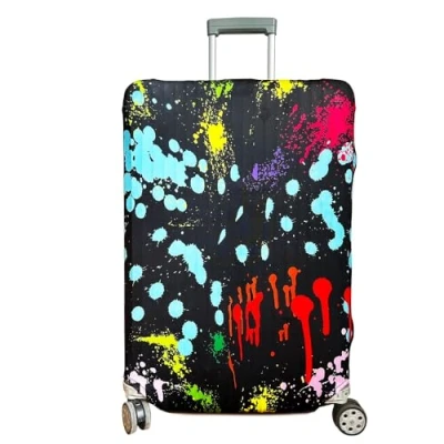 Image of Printed Design Travel Trolley Case Cover Protector Washable Suitcase Luggage Storage Covers for 18 32 Inch (paint dot, L 26&quot; 28&quot; inches case)