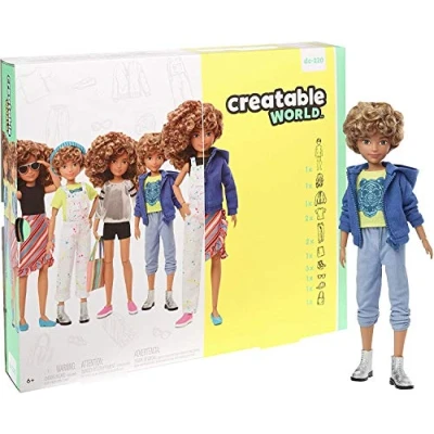 Image of CREATABLE WORLD GGG56 Deluxe Character Kit Customisable Doll, Creative Play for All Kids 6 Years Old and Up, Blonde Curly Hair