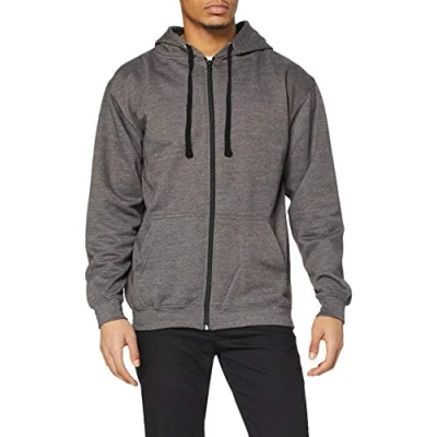 Image of AWDis Men&#039;s Varsity Zoodie Hoodie, Multicoloured (Charcoal/Jet Black), Large