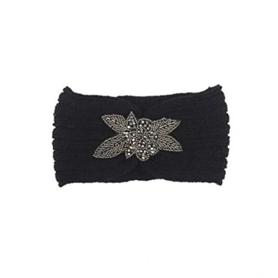 Image of Minkissy Black Headband Crochet Turban Woolen Yarn Knitted Headwrap Hair Band Elastic Winter Ear Warm Protector With Flower For Girls Women (Black)