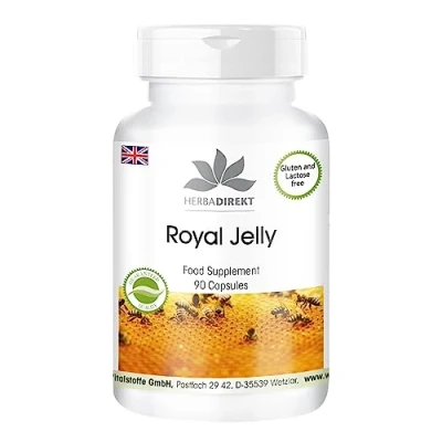 Image of Royal Jelly Extract 4:1 from 2000mg Jelly, Without Silicon Dioxide, 90 Capsules HERBADIREKT by Warnke Vitalstoffe German Pharmacy Quality