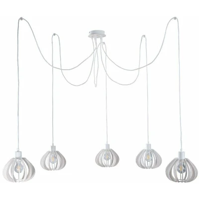 Image of Nicoleta Cluster Pendant Ceiling Light White, 5x E27