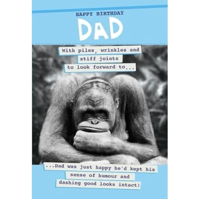 Image of Dad Birthday Card, Funny Card for Dad, Happy Funny, Wrinkles &amp; Stiff Joints