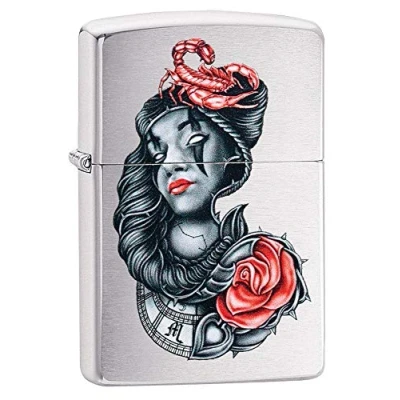 Image of Zippo Lighter, Metal, Brushed Chrome, One Size