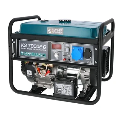 Image of Könner &amp; Söhnen KS 7000E G DUAL FUEL series LPG/petrol outdoor generator with a maximum power of 5500W, low oil level indicator, overload and short circuit protection, 100% copper winding