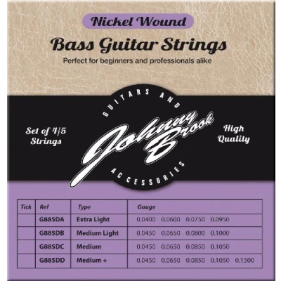 Image of Johnny Brook Set Of 4 Nickel Wound Bass Guitar Strings (Extra Light Gauge)
