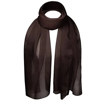 Image of Basic Sense Plain Chiffon Soft Sheer Scarf, Dark Brown