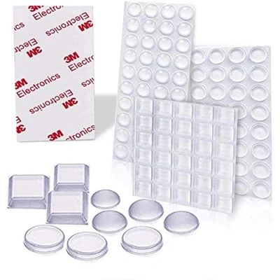 Image of Uni fine 3 Sizes Clear Rubber Feet, Bumper Pads Adhesive Cabinet Door Bumpers Round, Hemispherical, Square Noise Dampening for Drawers Notebook Glass Non Slip (122Pcs)