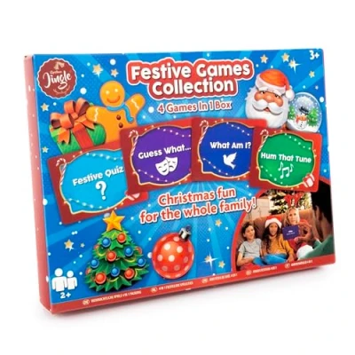 Image of abeec Festive Family Board Games Collection Christmas 4 in 1 Card For Kids And Adults Day Holiday