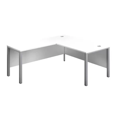 Image of 1800X800 Goal Post Left Hand Return Desk White Silver