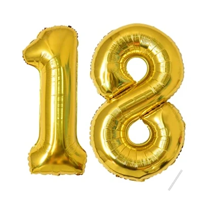 Image of Number Balloons 18,Gold 18 for Birhtday Party Decoration,40 Inch Giant Helium Foil Boys Girls 18th Birthday Decor Anniversary Decorations Supplies