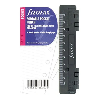 Image of Filofax Organizer Accessory, Portable Hole Punch, 5.125&#039;&#039; x 3.312&#039;&#039;, Black, Pocket Size (B210118)