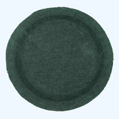 Image of HOMESCAPES Round Bathroom Mat, Luxury 1600gsm Extra Soft 100% Cotton, Reversible Bath Mat Non Slip, Washable, Super Absorbent, Quick Dry, Moss Green Rug, 80cm