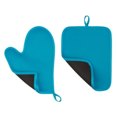 Image of Premier Housewares Oven Glove and Pot Holder Set Blue
