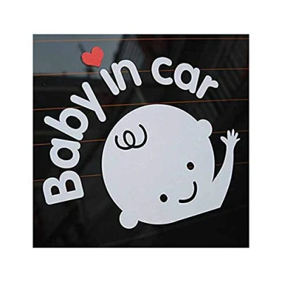 Image of Alamor Baby In Car Waving On Board Safety Sign Cute Decal Vinyl Sticker
