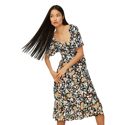 Image of Trendyol Woman Midi A line Regular fit Woven Dress Navy Blue