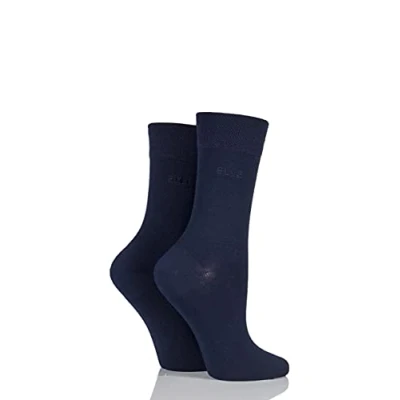 Image of 2 Pair Navy Plain Bamboo Fibre Socks Ladies 4 8 Elle