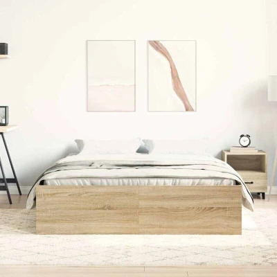 Image of vidaXL Bed Frame without Mattress Sonoma Oak 140x190 cm