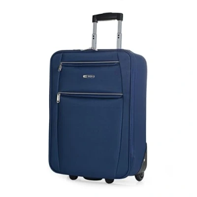 Image of ITACA Soft Cabin Suitcase Travel Small with Wheels EVA Hand Luggage Case Telescopic Handle Lightweight Carry on Zippered Compartment in, Navy