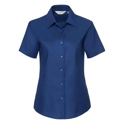 Image of Russell Athletic Collection Womens/Ladies Oxford Short Sleeved Shirt (Bright Royal Blue) Navy/Blue Size X Small