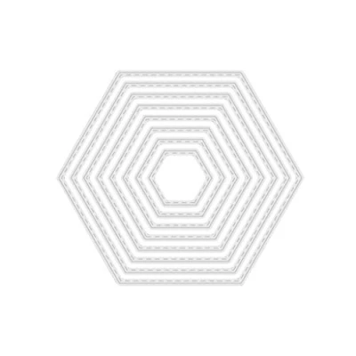 Image of Pnuokn Nested Hexagon Frame Metal Die Cuts Exquisite Scrapbooking Embossing Template Holiday Greeting Cards Making Supplies Cutting