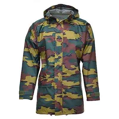 Image of Militar Genuine Belgian army waterproof jacket Jigsaw camo hooded rain parka, Camouflage, XL