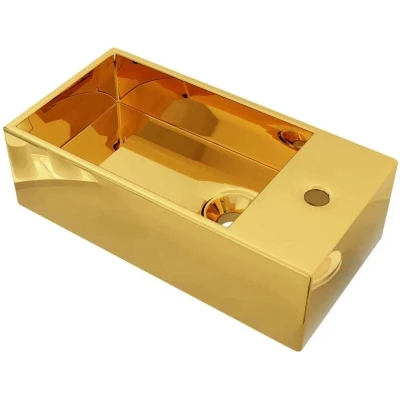 Image of vidaXL Wash Basin with Overflow 49x25x15 cm Ceramic Gold