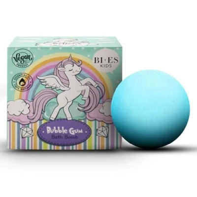 Image of Unicorn Fizzing Bath Bomb Refreshing Bubble Gum Scent, Vegan &amp; Natural with Essential Oils (165g) Gentle, Safe and Fun Time Treat for Adults Children Aged 3+