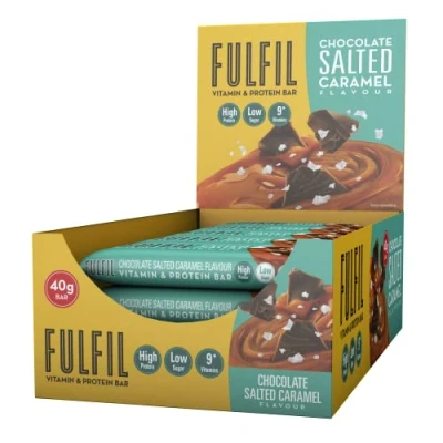 Image of Fulfil Vitamin and Protein Bars (15 x 40g Bars) — Chocolate Salted Caramel Flavour 15g High Protein, 9 Vitamins, Low Sugar