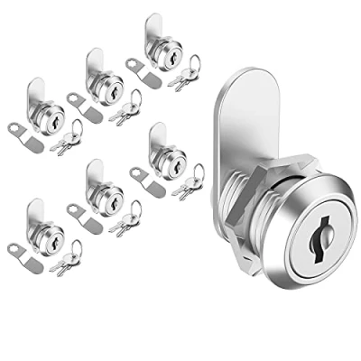Image of inBovoga 6 Pack Cabinet Locks with Keys, 5/8&quot; Cam Lock Keyed Alike, Mailbox Replacement Secure Drawer Tool Box Mail RV Door, Zinc Alloy