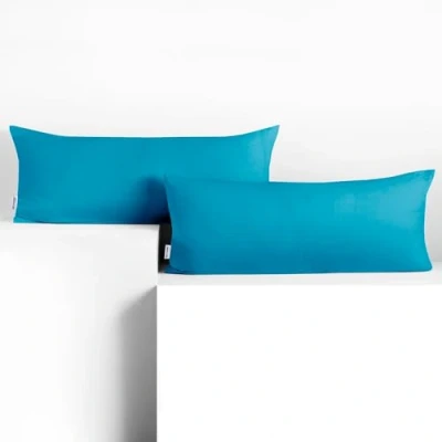 Image of DecoKing 2 pillowcases 40 x 120 cm jersey cotton zip cyan amber