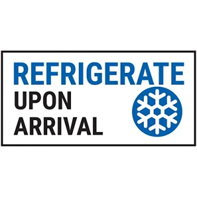 Image of V Safety Refrigerate Upon Arrival Blue Sticker 51x25mm (Roll of 250)