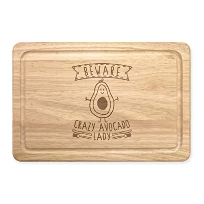 Image of Beware Crazy Avocado Lady Rectangular Wooden Chopping Board