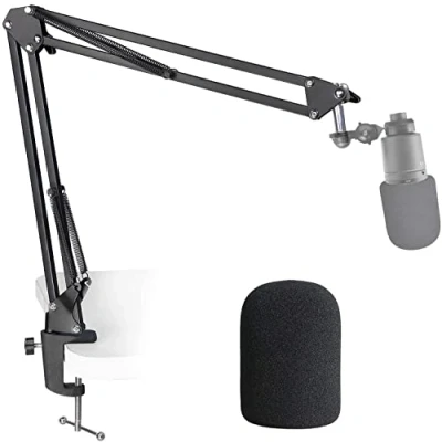 Image of AT2020 Mic Stand with Pop Filter Microphone Boom Arm Foam Windscreen for USB+ AT2035 by YOUSHARES