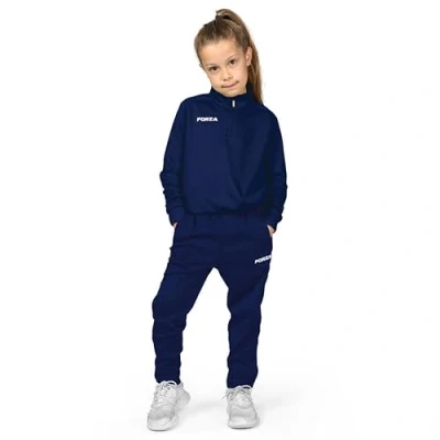Image of FORZA Kids Tracksuit Set Sportswear Bundle with Top &amp; Bottoms for Ages 5 14 Available in Black or Navy Blue (UK, Age, 9 Years, 10 Regular, Blue)