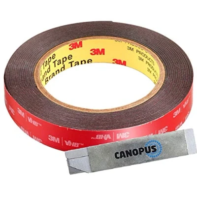 Image of CANOPUS 3M Double Sided Tape Heavy Duty, VHB (12.7mm x 4.5m) Waterproof 3M, Automotive for LED Strip Lights, Home Decor, Indoor, Outdoor